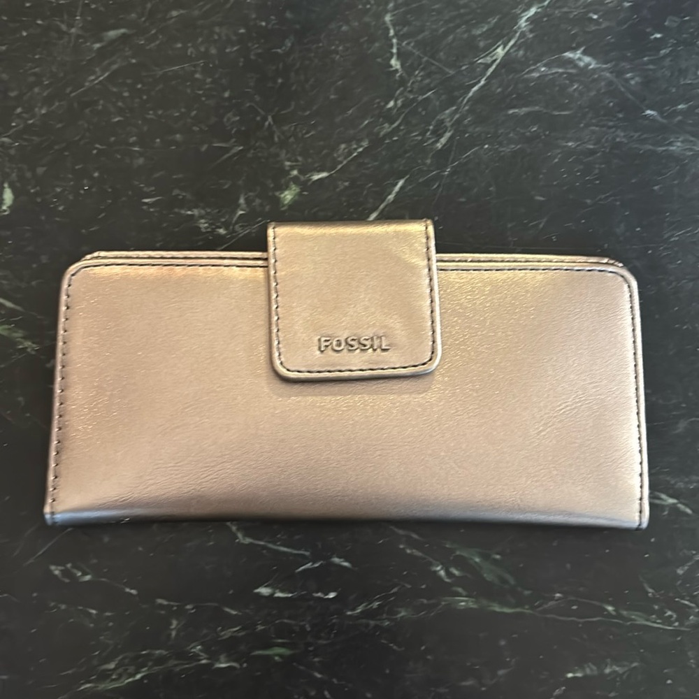Sleek metallic leather wallet
